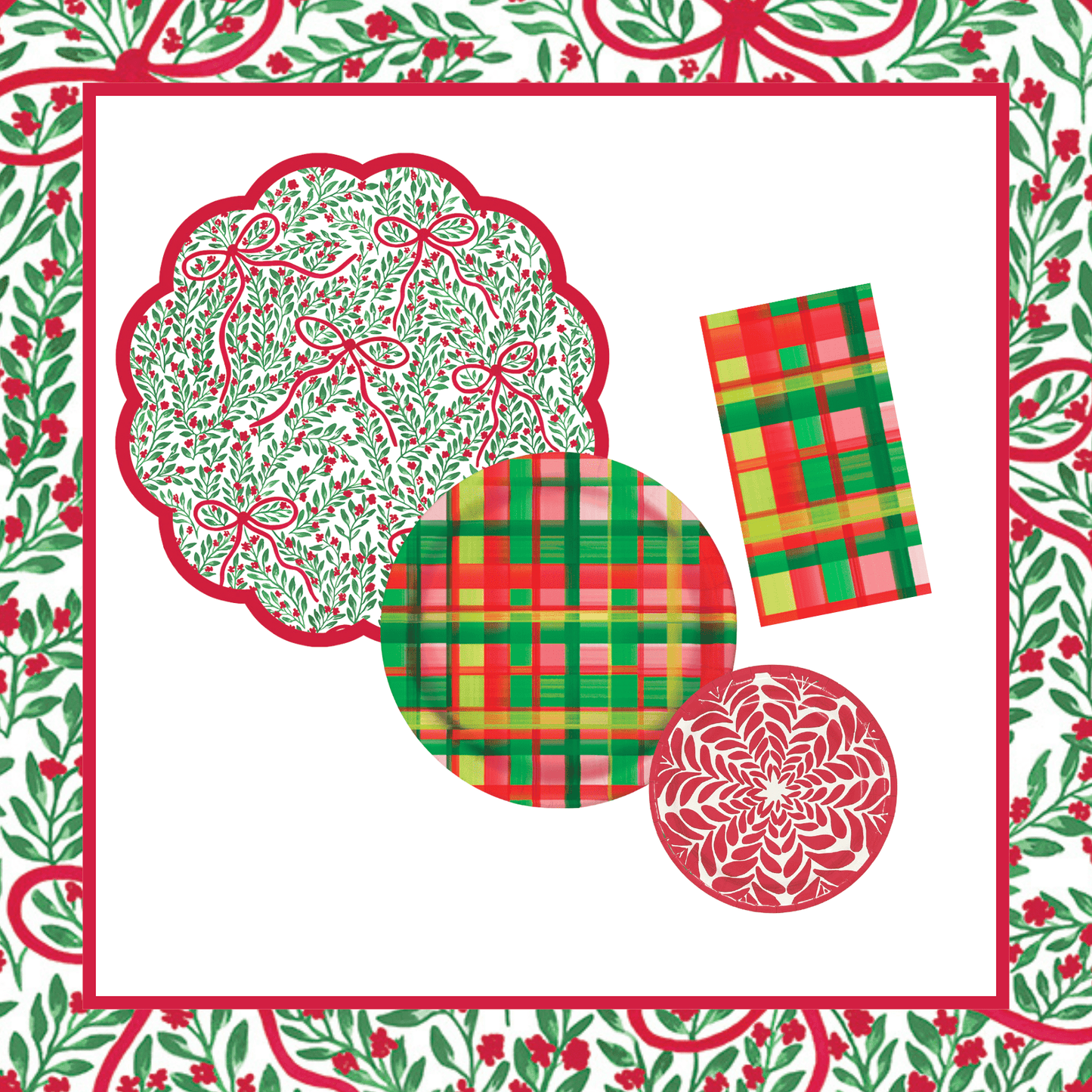 Bow Garden 2 Table Bundle (Placemats + 7" Plates + 10" Plates + Napkins)