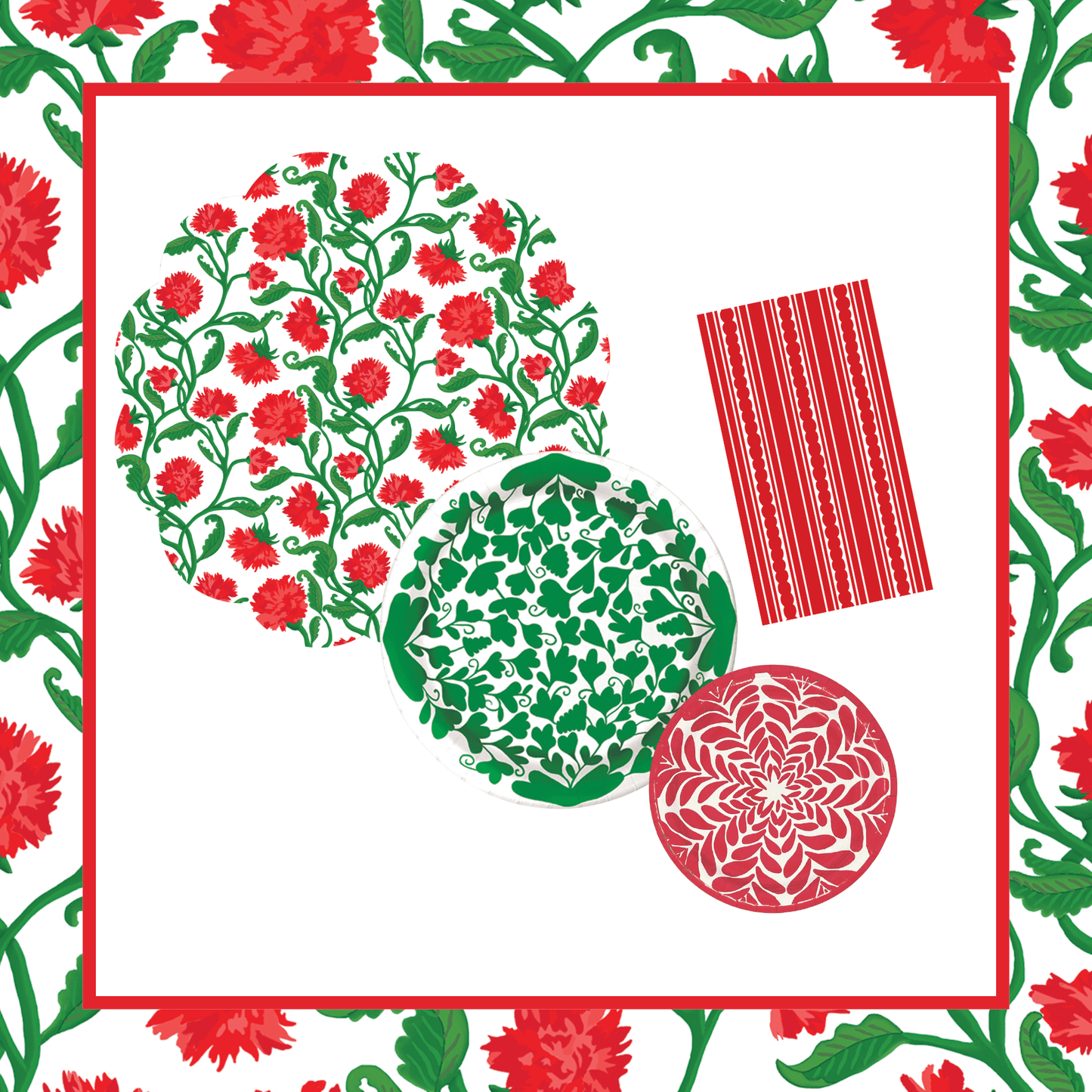 Carnation 1 Table Bundle (Placemats + 7" Plates + 10" Plates + Napkins)