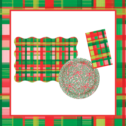 Holiday Plaid Table Bundle (Placemats + 10" Plates + Napkins)