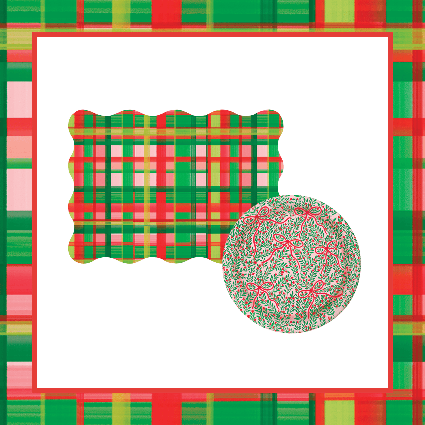 Holiday Plaid Table Bundle (Placemats + 10" Plates)