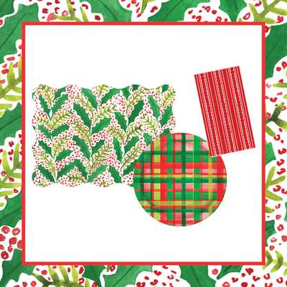 Jolly Holly 1 Table Bundle (Placemats + 10" Plates + Napkins)