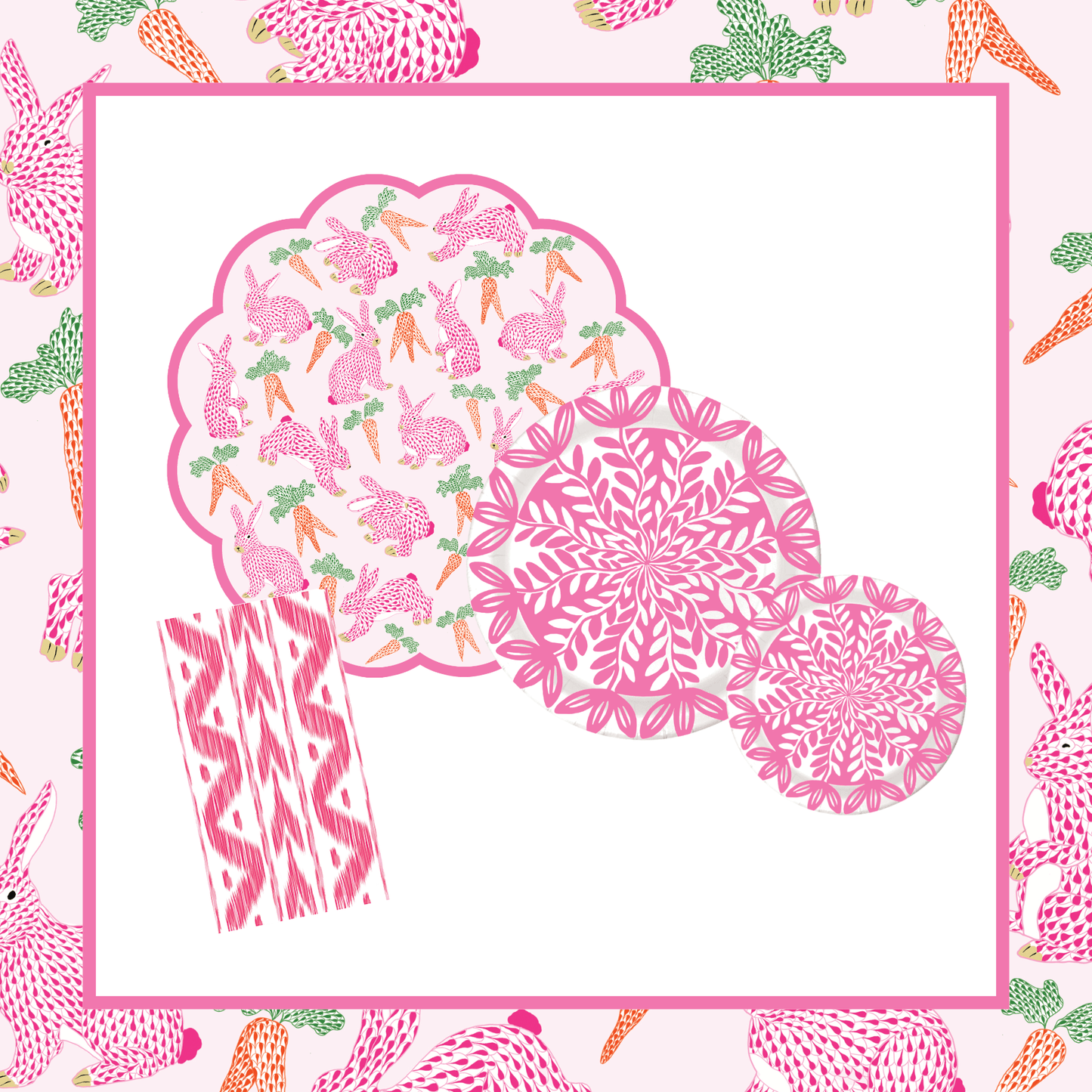 Herend Bunny Tabletop Bundle(Placemats, Plates, Napkins)