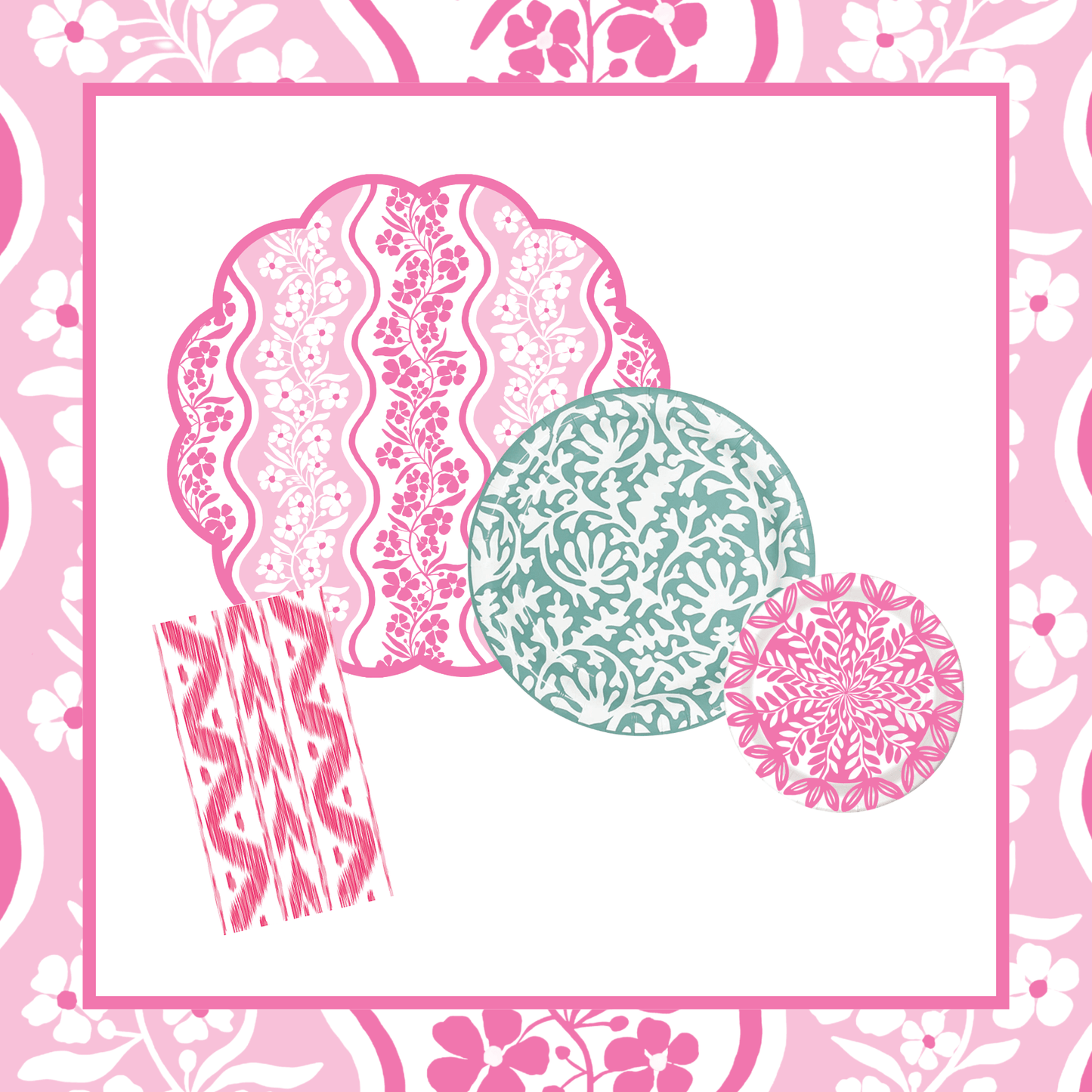 Pink Posey Tabletop Bundle (Placemats, Plates, Napkins)