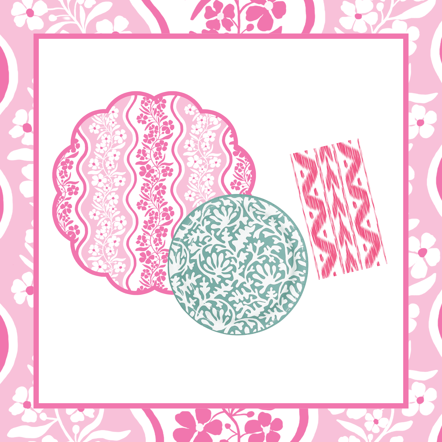 Pink Posey Tabletop Bundle (Placemats, 10" Plates, Napkins)