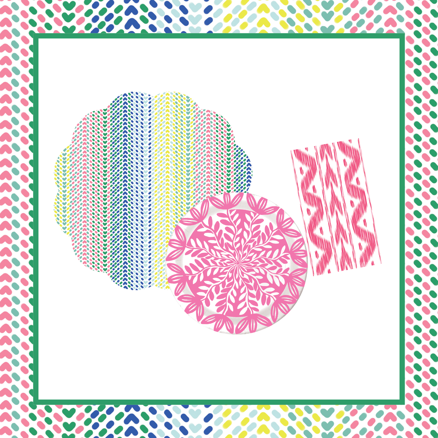 Chevron Dots Tabletop Bundle (Placemats, 10" Plates, Napkins)