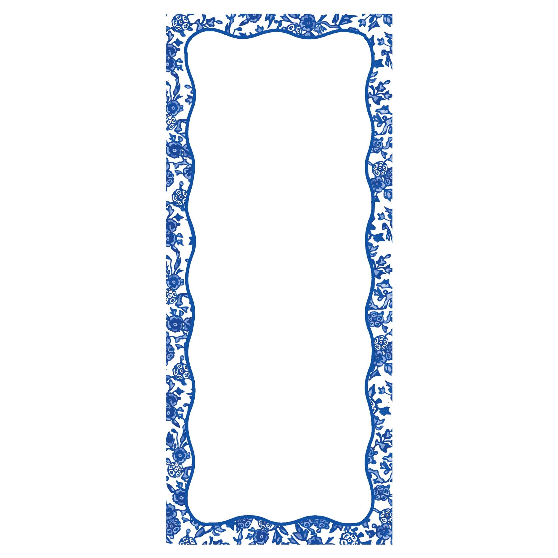 Long notepad with blue and white chinoiserie border pattern