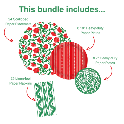 Carnation 2 Table Bundle (Placemats + 7" Plates + 10" Plates + Napkins)
