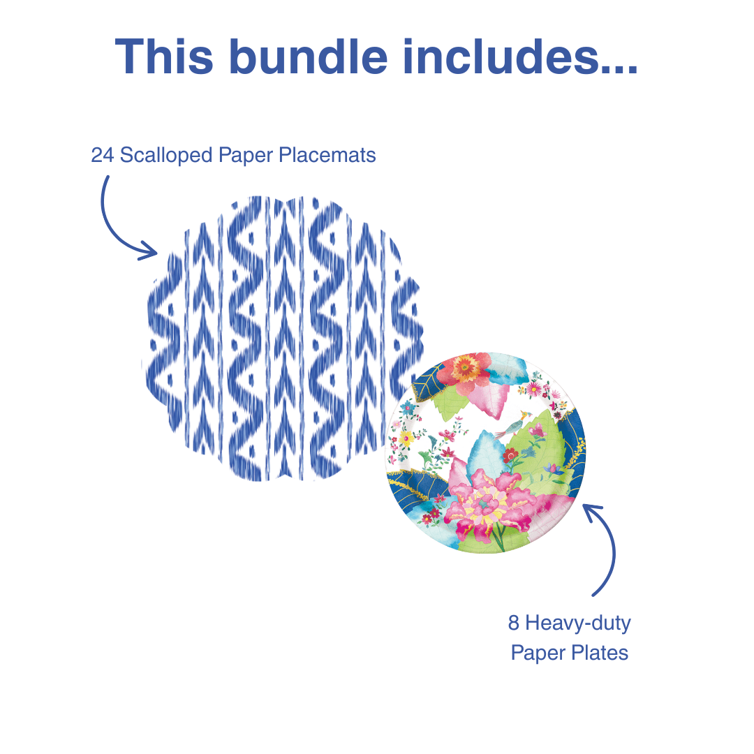 Ikat & Tobacco Leaf Table Bundle (Placemats + Plates)