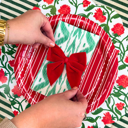 Green Ikat Linen-feel Paper Dinner Napkins / Guest Towels