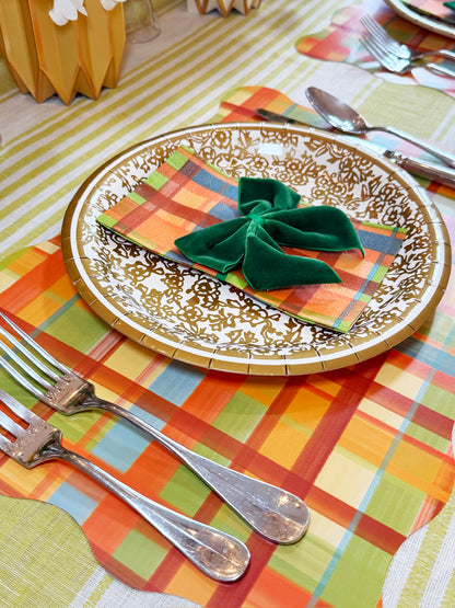 Fall Plaid Scalloped Rectangle Paper Placemats