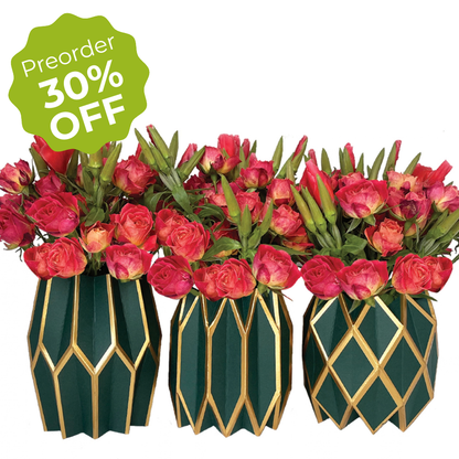 Forest Green Paper Vase Wraps