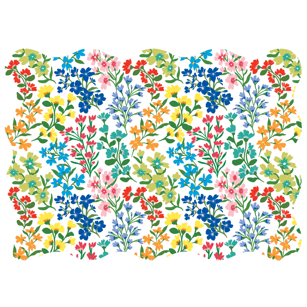 Colorful floral patterned placemat on a white background