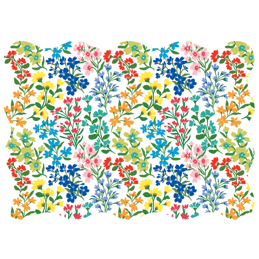 Colorful floral patterned placemat on a white background
