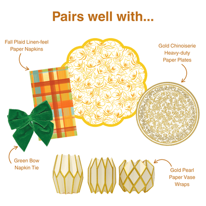 Golden Flower Scalloped Paper Placemats