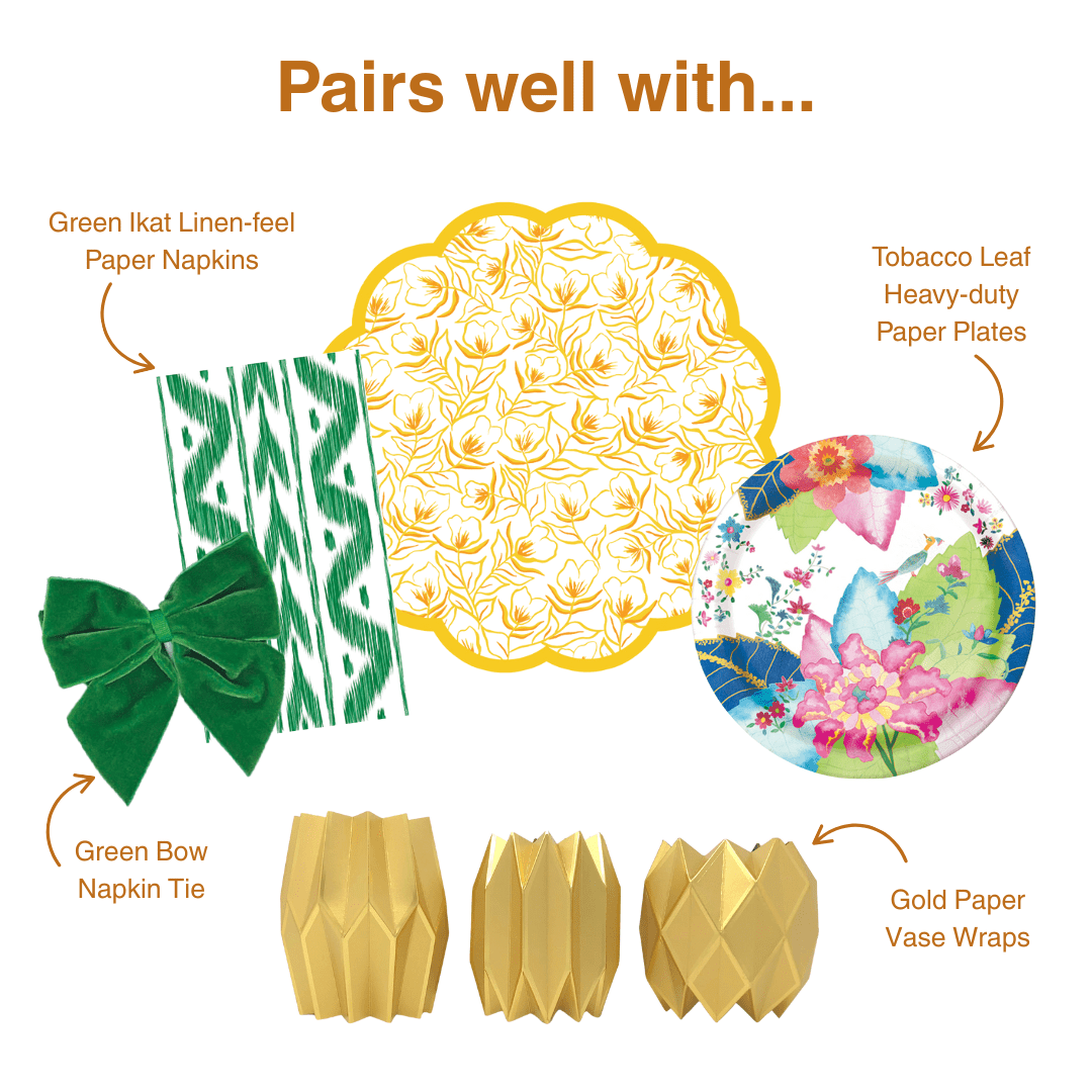 Golden Flower Scalloped Paper Placemats