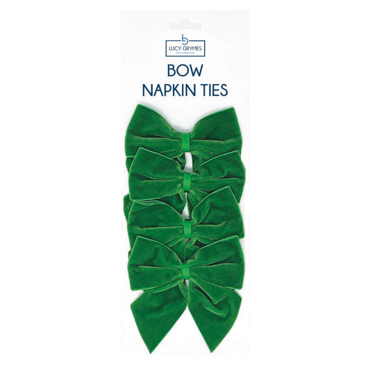 Set of velvet green bow napkin ties