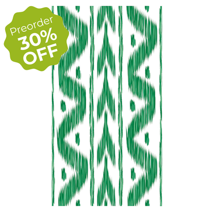Green Ikat Linen-feel Paper Dinner Napkins / Guest Towels