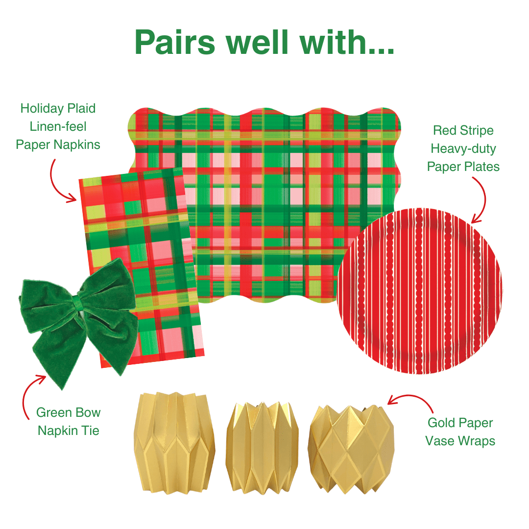 Holiday Plaid Scalloped Rectangle Paper Placemats