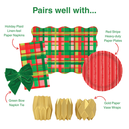 Holiday Plaid Scalloped Rectangle Paper Placemats