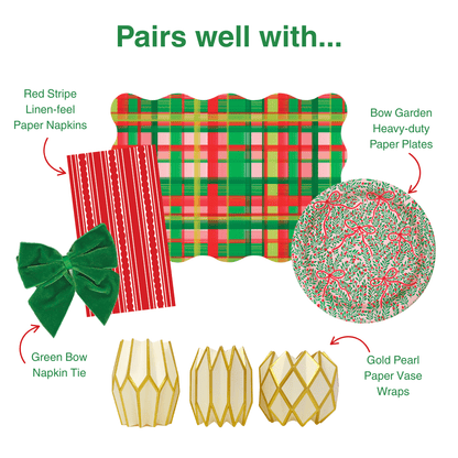 Holiday Plaid Scalloped Rectangle Paper Placemats