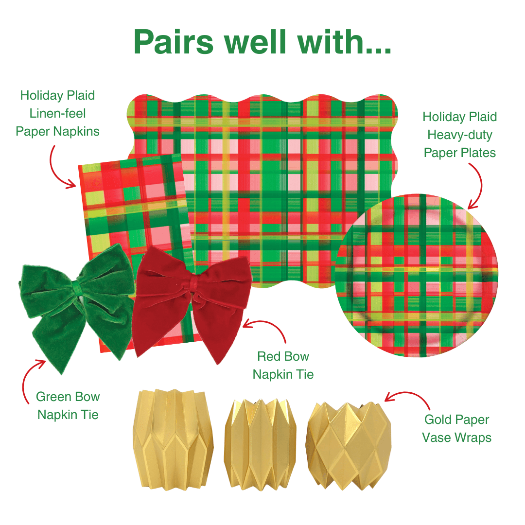 Holiday Plaid Scalloped Rectangle Paper Placemats