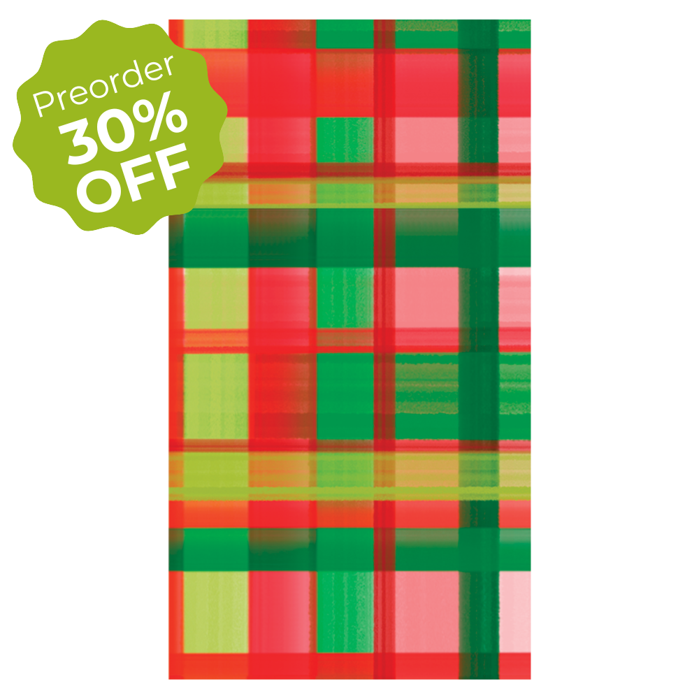 Holiday Plaid Linen-feel Paper Dinner Napkins / Guest Towels