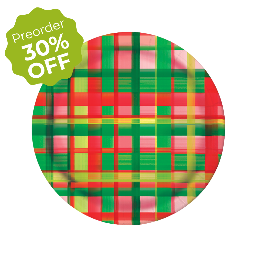 Holiday Plaid Premium Paper Plates