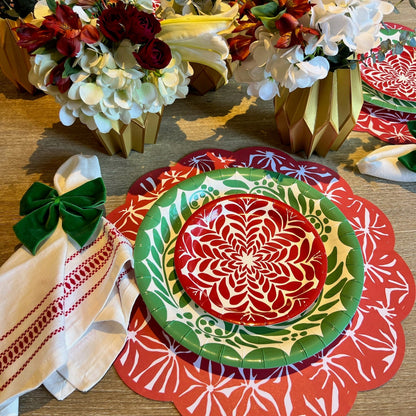 Cha Cha Red Scalloped Paper Placemats