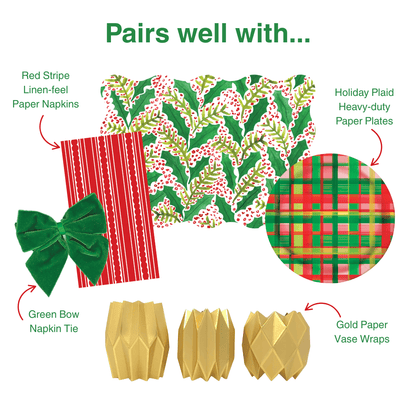 Jolly Holly Scalloped Rectangle Paper Placemats