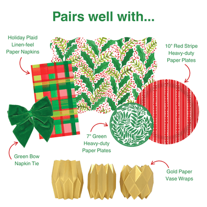 Jolly Holly Scalloped Rectangle Paper Placemats