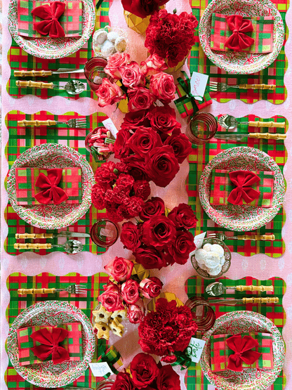 Holiday Plaid Scalloped Rectangle Paper Placemats