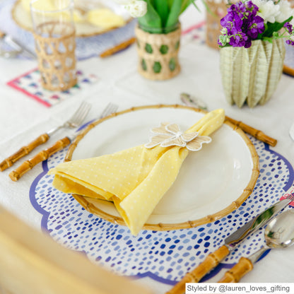 Blue and yellow table setting