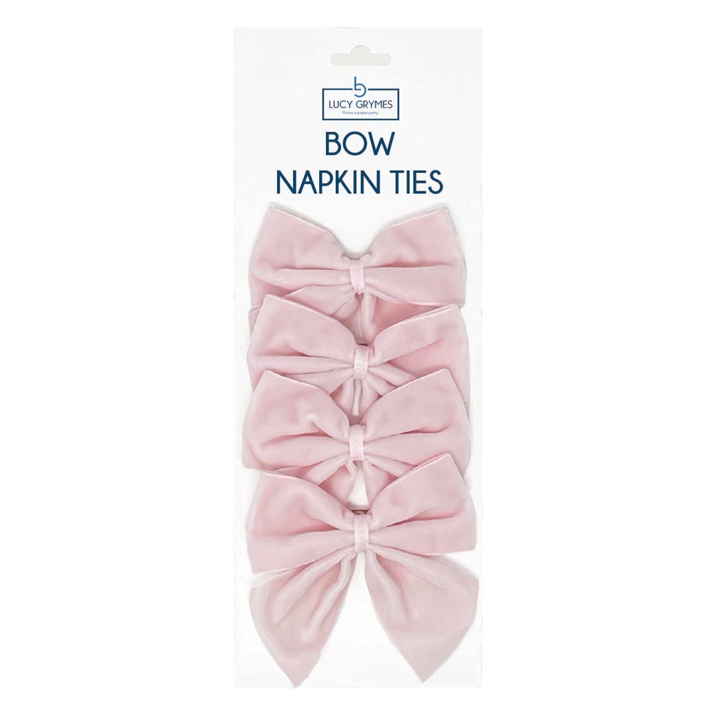 Set of velvet light pink bow napkin rings