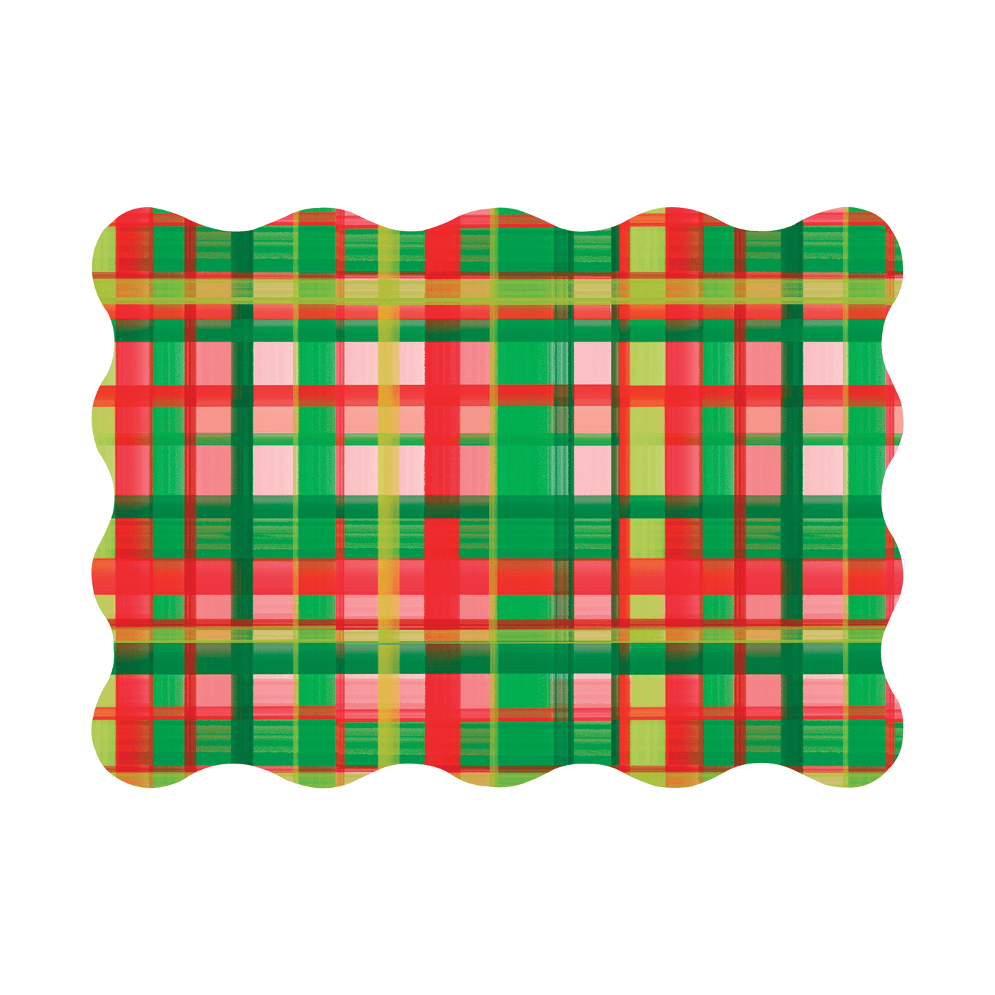 Holiday Plaid Scalloped Rectangle Paper Placemats