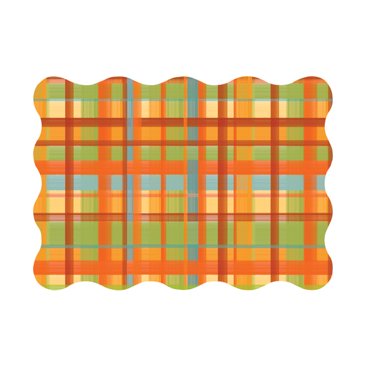 Fall Plaid Scalloped Rectangle Paper Placemats