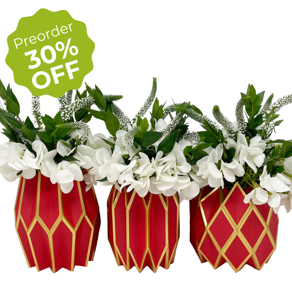 Red Paper Vase Wraps
