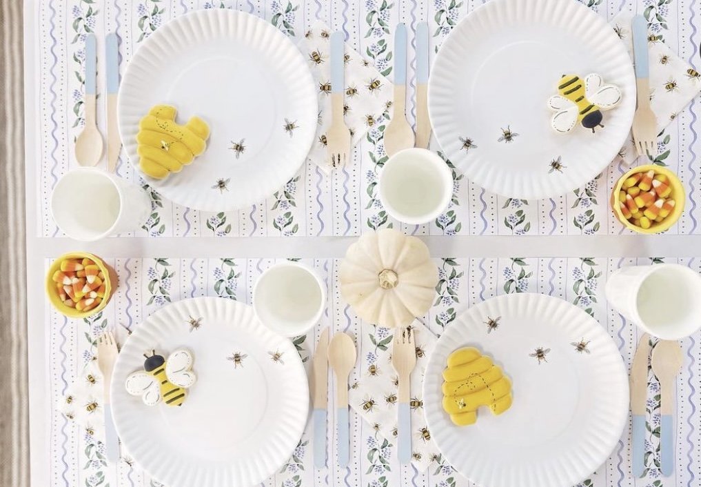 Snack picnic table with paper placemats