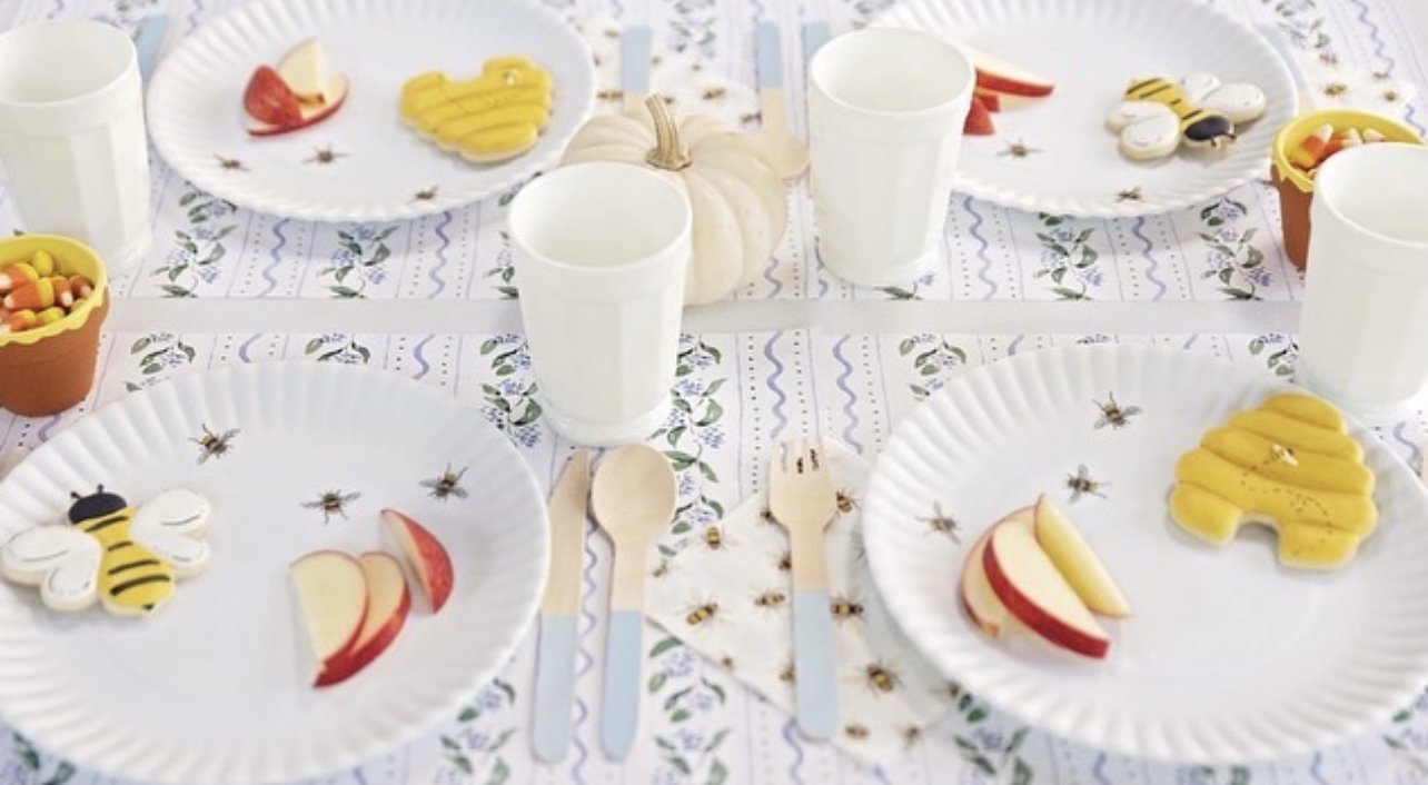 Snack picnic table with paper placemats