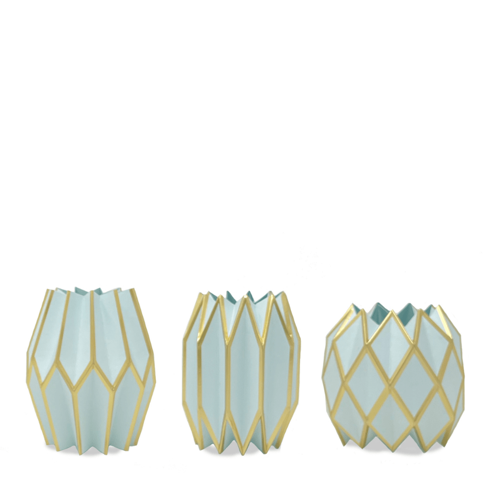 Tiffany and gold colored paper vase sleeves