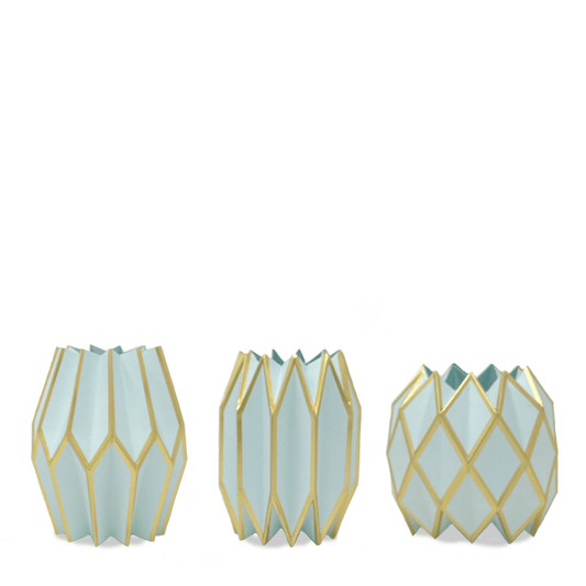 Tiffany and gold colored paper vase sleeves