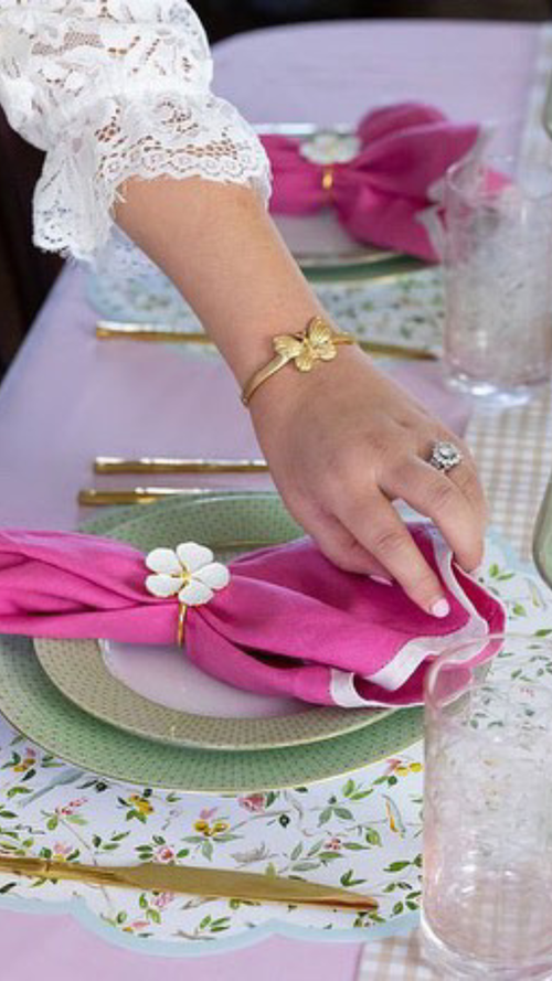 Pink napkin on a Mother's Day table setting