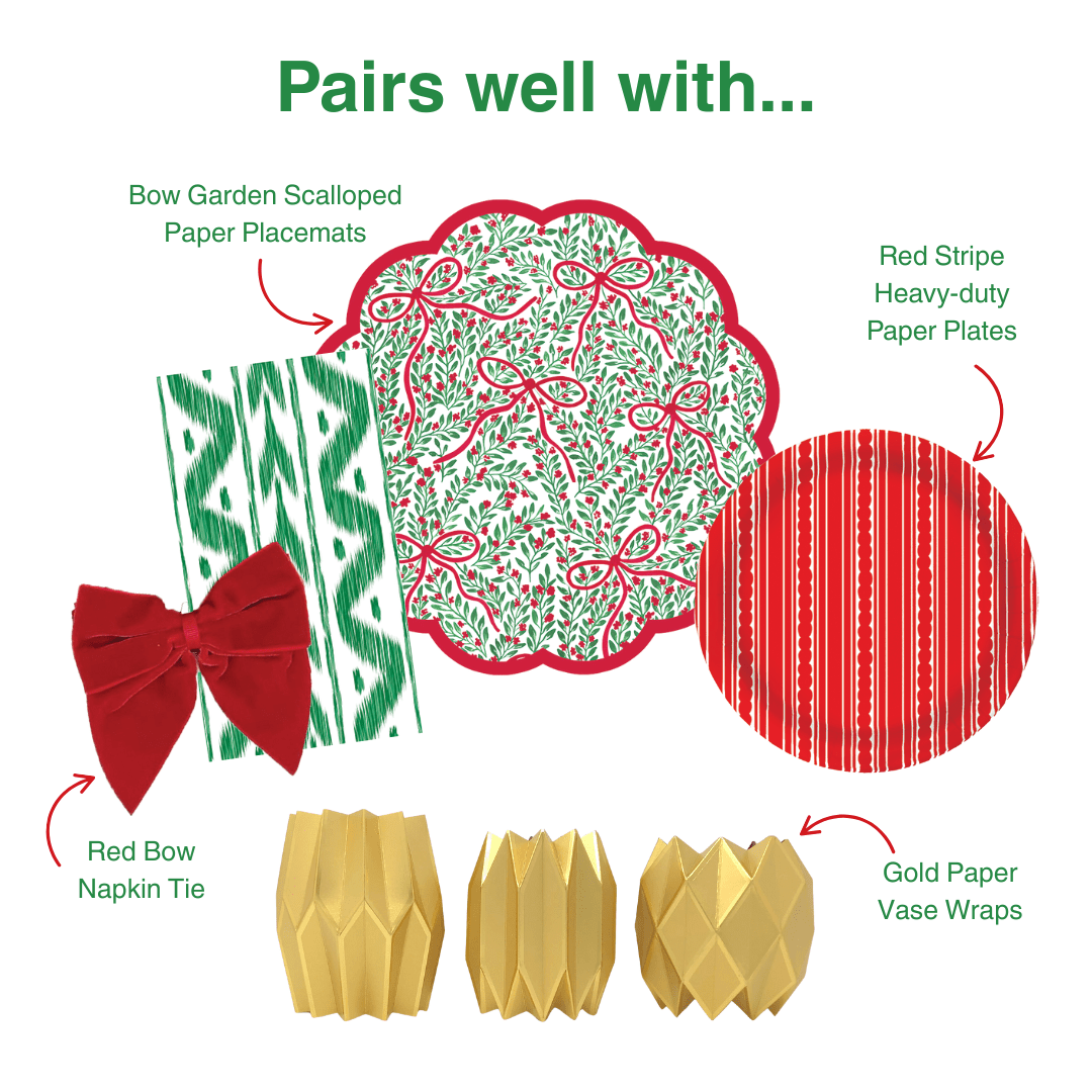 Green Ikat Linen-feel Paper Dinner Napkins / Guest Towels