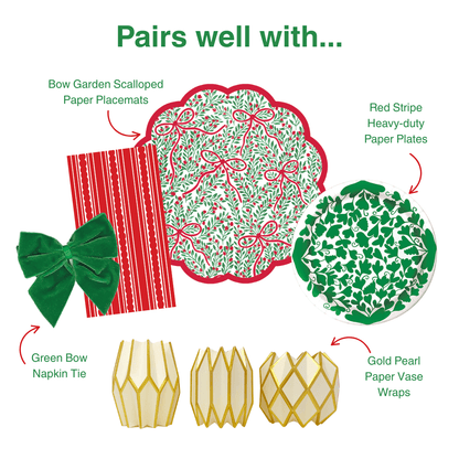 Red Stripe Linen-feel Paper Dinner Napkins / Guest Towels