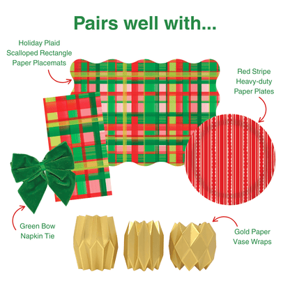 Holiday Plaid Linen-feel Paper Dinner Napkins / Guest Towels