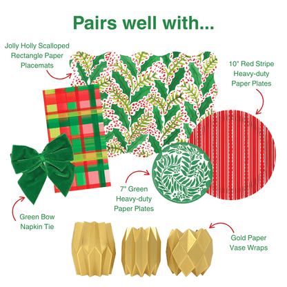 Holiday Plaid Linen-feel Paper Dinner Napkins / Guest Towels