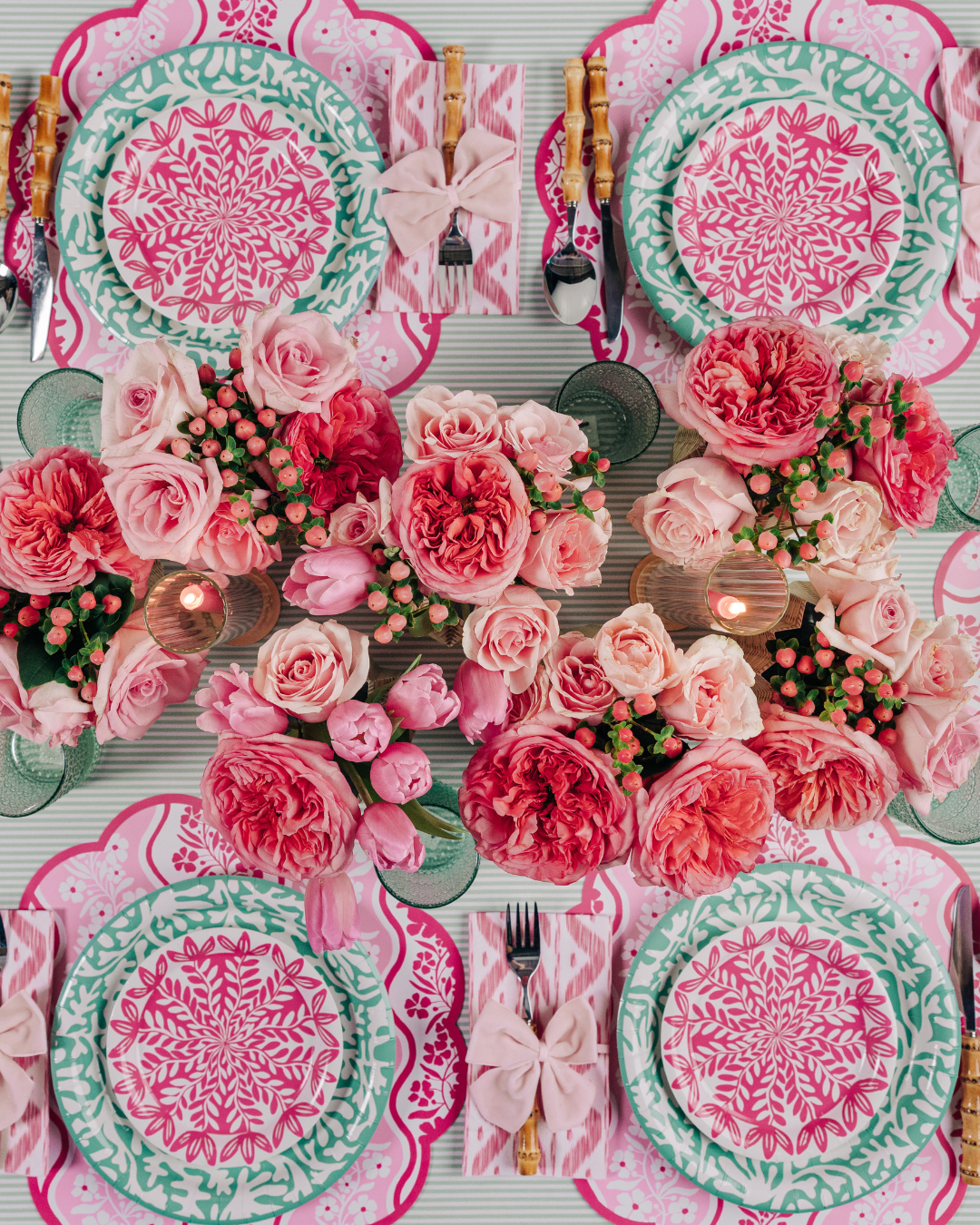 Pink Posey Scalloped Paper Placemats