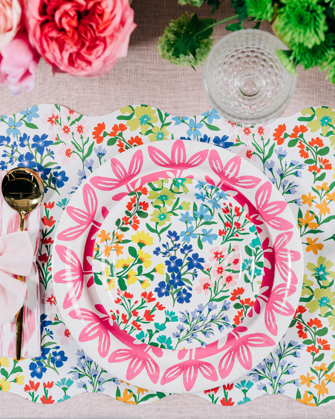 Full Bloom Scalloped Rectangle Paper Placemats