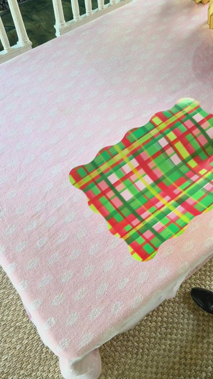 Holiday Plaid Scalloped Rectangle Paper Placemats
