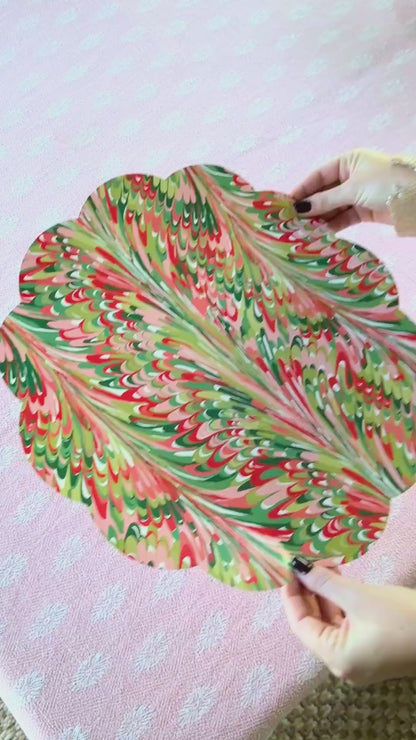 Marble Scalloped Paper Placemats