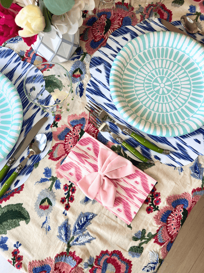 Pink Ikat Linen-feel Paper Dinner Napkins / Guest Towels
